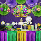 JULMELON 24Pcs Mardi Gras Hanging Ball Ornaments Mardi Gras Glitter Hanging Ball Decorations Sequin Purple Green Gold Tree Ornament for Mardi Gras Home New Orleans Masquerade Party Decor