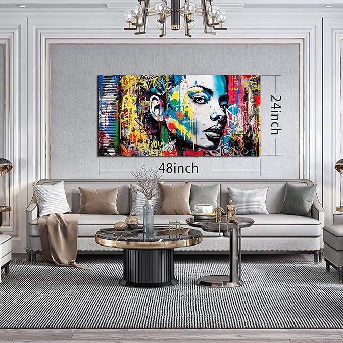 African American Wall Art - Graffiti Art Wall Decor Bedroom - Colorful Wall Decor for Teen Girls Size 24" x 48"