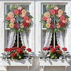 24-Inch Spring Wreath for Front Door with Hydrangeas Dahlias Daisy Silk Flowers and Berry Greenery for All Seasons Indoor Outdoor Wedding Farmhouse Porch Wall Living Room Home Wedding Decor