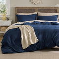 Bedsure Luxury Waffle Duvet Cover King Size - Textured Duvet Cover Set, Soft, Breathable Bedding Set (104"x90") with 2 Pillow Shams for All Season, Navy Blue, Comforter Not Included
