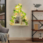 Shelf for Wall,Floating Shelves,Floating Shelves for Wall No Drilling,Adhesive Shelves,Command Strip Shelf,Room Decor Aesthetic,Plant Shelf Wall,Whimsical Decor,2-Piece Set(Champagne flowers)