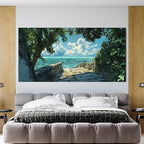 Canvas Wall Art Decor Large Wall Art Pictures for Living Room Artwork for Walls Landscape Natural Wall Art Decor Green Coastal Wall Art Prints Seaside Path Art Work for Home Office Wall Decor 29"x58"