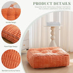 8" Washable Floor Pillow Cushion for Adults, Meditation Cushion Pillow, Removable Tufted Blended Corduroy Cover, Large Square Floor Sitting for Tatami Living Room or Yoga, 2Pack, Machine Washable