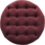 Homepop Home Decor |N8264-B119 | Large Button Tufted Velvet Round Storage Ottoman | Ottoman with Storage for Living Room & Bedroom, Berry