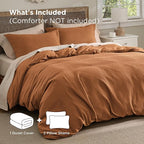 Bedsure Luxury Waffle Duvet Cover Queen Size - Textured Duvet Cover Set, Soft, Breathable Bedding Set (90"x90") with 2 Pillow Shams for All Season, Caramel Cafe, Comforter Not Included