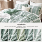 Bedsure Waffle Weave Duvet Cover Queen - 100% Cotton Boho Duvet Cover with 2 Pillowcases - Green Textured Comforter Cover with Zipper Closure (Queen, 90"x90")