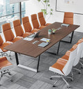 Sturdy Conference Table with Cable Management Grommets Modern Rectangle Office Meeting Table with Wood Tabletop and Metal Frame & Legs- Easy Assembly Boardroom Table (Mahogany, 12 Foot)