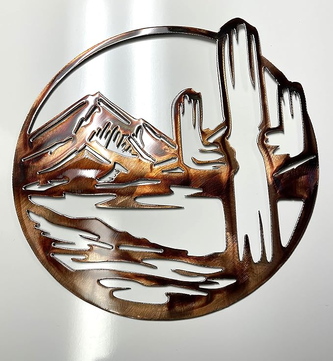 Arizona Cactus Circle Metal Wall Art - Copper - 14" x 13 3/4"