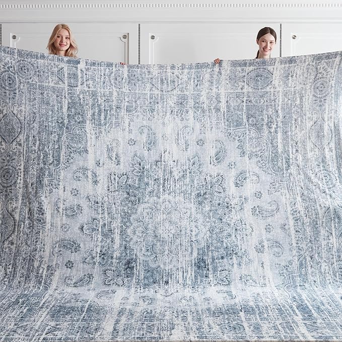 Oversized Vintage Pattern Blanket 120x120 Inches, Giant 10'x10' for Bed, Travel, and Camping, Extra Large Soft Blanket for The Whole Family and Outdoor, Light Grey