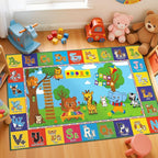 Upgrade Ultra Non Slip Kids ABC Rug for Kids Playroom – 3x5 Washable Alphabet Educational Learning Play Mat for Toddlers Baby, Colorful Carpet with Animals for Nursery, Classroom & Bedroom, 36"x60"