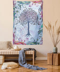 Ambesonne Nature Tapestry, Tree of Life Motif Peacock Feathers Tribal Vintage Prehistoric Flora Illustration, Wall Hanging for Bedroom Living Room Dorm Decor, 40" X 60", Blue