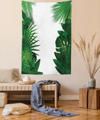 Ambesonne Leaf Tapestry, Exotic Fantasy Hawaiian Tropical Palm Leaves Floral Graphic Art Print, Fabric Wall Hanging Decor for Bedroom Living Room Dorm, 30" X 45", Green White