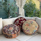 Round Tapestry Decorative Pillow (Brown, 18" x 3")