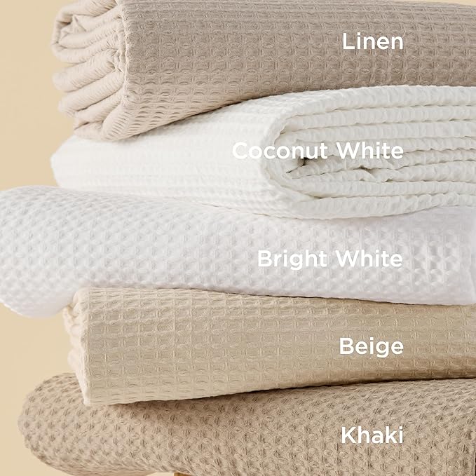 Bedsure Cotton Duvet Cover Queen - 100% Cotton Waffle Weave Milk White Duvet Cover Queen Size, GentleSoft™ and Breathable Bedding Set for All Season, 3 Pieces, 90"x90"
