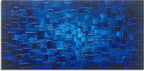 MyArton Large Abstract Dark Blue Square Canvas Wall Art Hand Painted Textured Oil Painting on Canvas Ready To Hang Artwork 56x28inch