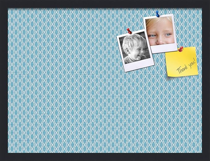 PinPix ArtToFrames 16x22 Custom Cork Bulletin Board Sky Blue Waves Poster Board Has a Fabric Style Canvas Finish, Framed in Satin Black (PinPix-245)