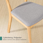 Best Choice Products Dining Chairs Set of 2, Mid-Century Modern Upholstered Wood, Armless w/Seat Cushion, Padded Backrest - Oak/Light Gray