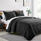 Love's cabin Twin Quilt Set Black Bedspreads - Soft Bed Fall Lightweight Bedspread Comforter - Modern Style Coin Pattern Coverlet for All Season - 2 Pieces (1 Quilt, 1 Pillow Sham)
