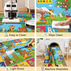Upgrade Ultra Non Slip Kids ABC Rug for Kids Playroom, 4x7 Washable Alphabet Educational Learning Play Mat for Toddlers Baby, Colorful Carpet with Animals for Nursery, Classroom & Bedroom, 48"x80"