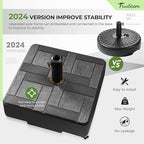 FRUITEAM 155lb Capacity Fillable Portable Umbrella Base with Wheels,Patio Umbrella Base Heavy Duty, Square Market Stand for Patio,Outdoor w/ 4 Wheels, 2 Knobs, Suitable for 6-12 ft Outdoor Umbrella