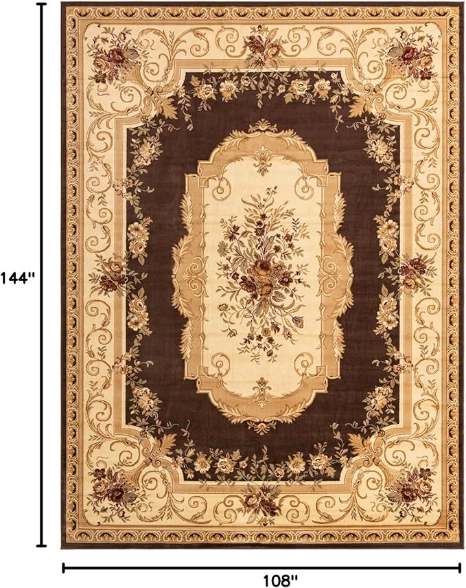 Rugs.com Chateau Collection Rug – 9' x 12' Brown Medium Rug Perfect for Living Rooms, Large Dining Rooms, Open Floorplans