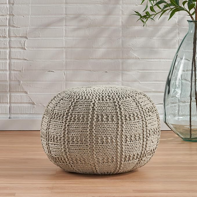 Christopher Knight Home Yuny Fabric Pouf, Grey