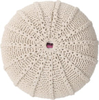 Christopher Knight Home Agatha Knitted Cotton Pouf, Beige Small