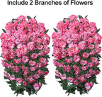 Artificial Fake Hanging Flowers Geraniums for Outdoors Spring Outside Decor, 2 PCS Faux Silk Flowers UV Resistant Outdoor Plants Realistic White Trailing Vines for Planters Porch Patio Garden Balcony