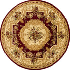 Rugs.com Chateau Collection Rug – 6 Ft Round Red Medium Rug Perfect for Kitchens, Dining Rooms