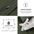Bedsure 100% Rayon Derived from Bamboo Duvet Cover King Size - Lightweight Silky Cooling Comforter Cover Set for Hot Sleepers, Breathable & Moisture-Wicking Bedding Set, Olive Green