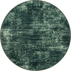 IOHOUZE Abstract Round Area Rug 6 Ft Washable Circle Rugs Large Round Rug Non Slip Thin Soft Circle Rugs, Printed Faux Wool Floor Carpet for Bedroom Living Room Dining Room Nursery, Dark Green