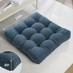 Tromlycs Floor Pillow Cushions for Adults Set of 2 Large Pillows for Floor Seating Square Gel Memory Foam 20 x 20 x 4 Inch Blue