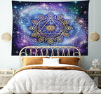 Ambesonne Geometry Tapestry, Celestial and Terrestrial Harmony of Cosmos Mandala Form on Nebula Art, Fabric Wall Hanging Decor for Bedroom Living Room Dorm, 45" X 30", Indigo