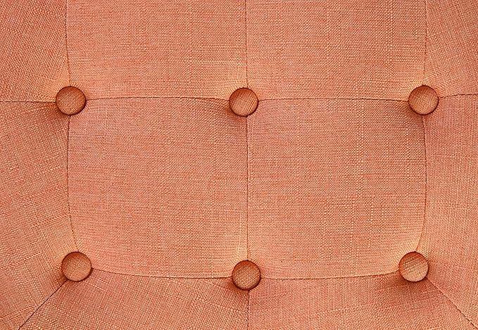 Convenience Concepts Designs4Comfort Round Storage Ottoman 19.75" - Versatile Contemporary Foot Stool for Living Room, Office, Coral Fabric