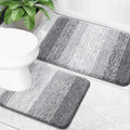 OLANLY Bathroom Rug Set 2 Piece, Soft Absorbent Microfiber Bath Mats and U-Shaped Contour Toilet Rug, Non-Slip, Machine Wash Dry, Plush Shaggy Bath Mats for Bathroom (30"x20"+24"x20", Grey)