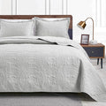 Love's cabin Quilts for Full Bed Light Grey Bedspreads Bedding Set - Lightweight Bedspread Comforter - Coin Pattern Bedding Coverlet for All Season - 3 Pieces (1 Quilt, 2 Pillow Shams)