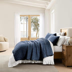 WDCOZY Navy Blue Twin Size Quilt Bedding Sets with Pillow Sham, Lightweight Soft Bedspread Coverlet, Quilted Blanket Thin Comforter Bed Cover, All Season Summer Spring, 2 Pieces, 68x90 inches