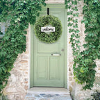 24" Spring Wreath for Front Door, Artificial Boxwood Wreaths, Summer Door Wreath, Used for Spring Home Decor,Farmhouse or Room Indoors,Outdoors, corridors, Offices (Green)