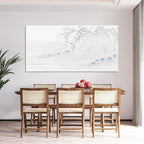 Canvas Wall Art Decor Large Wall Art Pictures for Living Room Landscape Coastal Wall Art Decor Wave Artwork for Walls White Blue Wave Wall Art Prints Art Work for Home Office Room Wall Decor 29"x58"