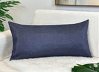Aiking Home Woven Fine Faux Linen Throw Pillow Cover, Size 12"x24", Navy