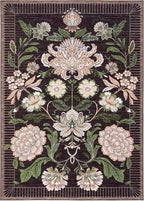 GarveeHome Plum Pink Floral Christmas Washable 5x7 Rug for Living Room, Black Purple Vintage Boho Cottage Throw Rugs Low Pile Carpet for Bedroom Dining Nursery Rug
