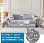HAOMAIJIA Non Slip Couch Cover Sofa Covers for 3 Cushion Couch Washable sectional Couch Covers for Dogs pet Furniture Protector Couch Cover Blanket for Living Room (Grey-Cream, 91"x134")