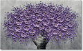 Epicler art hand-painted purple 3D flower decorative oil painting, flower wall decorative frame wall Art, modern Art living room, bedroom, office, hotel restaurant wall Art 28x40 inch