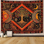 Lunerfex Tree of Life Sun Moon Stars Wall Tapestry, Cosmic Harmony Symbol Tapestries for Home Decor, Mystical Tapestry 90x70 Inch
