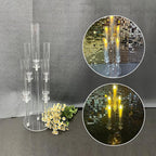 Clear 5 Arms Candlesticks Holder with Acrylic Shade for Wedding Table Decorations,26'' Tall Acrylic Candelabra Centerpieces for Candlelight Dinner Party Fireplace Gift Fit LED Candle（6 Pcs）