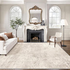 Art&Tuft Washable Rugs 8x10, Area Rugs for Living Room - Non Slip and Low Pile Soft Thin Abstract 8x10 Rug for Bedroom, Dining Room, Kitchen, Office, Beige