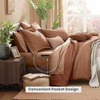 Monbix Super King Comforter Set, Autumn Leaf Cationic Dyeing Bedding Set Reversible, Bed in a Bag 7 Pieces with Comforter, Sheets, Pillowcases & Shams