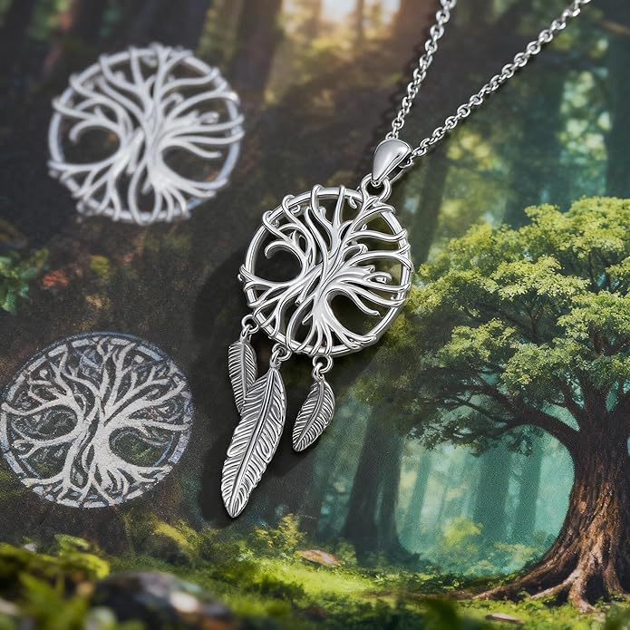 Dream Catcher Necklace for Women 925 Sterling Silver Dream Catcher Pendant Necklace Dreamcatcher Jewelry for Women
