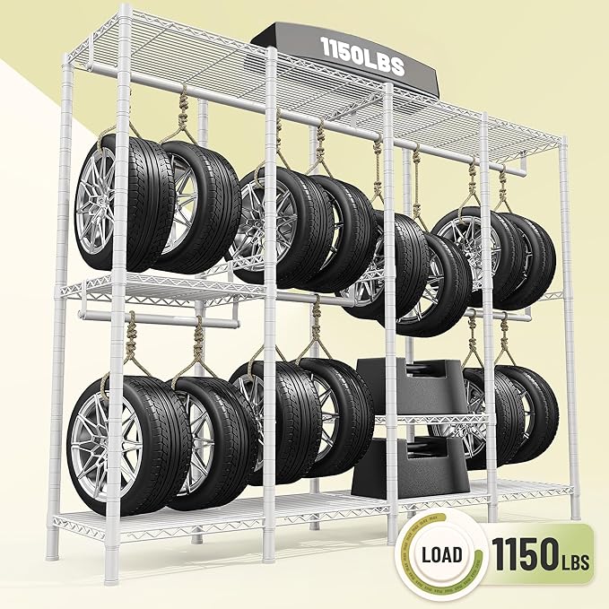 Raybee Clothing Racks for Hanging Clothes,Heavy Duty Clothes Rack with Shelves,Portable Closet Adjustable,76" W x 77" H x 18" D,Max Load 1150lbs,White