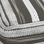 SIMPLIHOME Sommer Boho Square Pouf in Natural/Taupe Grey Handloom Woven Pattern for the Living Room, Bedroom and Kids Room